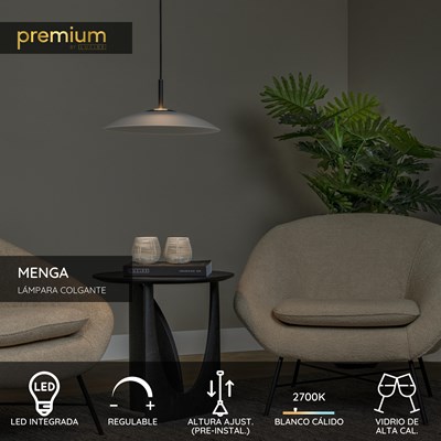 Lucide MENGA - Lámpara colgante - Ø 40 cm - LED Regul. - 1x11W 2700K - Ópalo | Premium